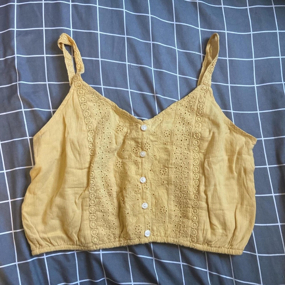 American Eagle Outfitters Yellow Eyelet Crop Top